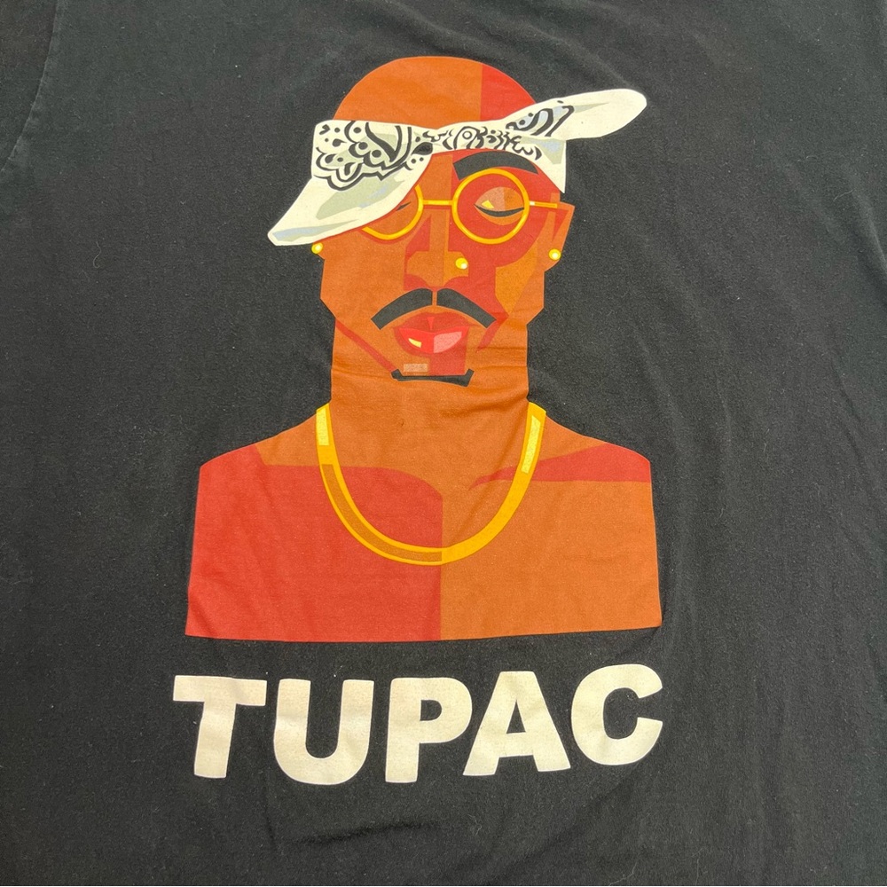 Tupac Shakur Cross Colours Shirt Tee Adult Large Black Graphic Rap 90s *FLAW - Picture 2 of 9